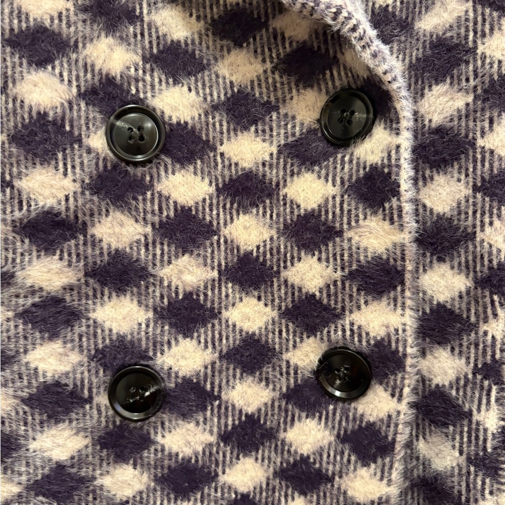 NWT NVLT CHECKERED PRINTED SOFT COATIGAN NAVY/WHITE WOMEN’S LARGE - Picture 6 of 16